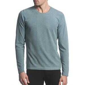 NEW POSTMARC stretch knit long sleeve crew pullover shirt in pool